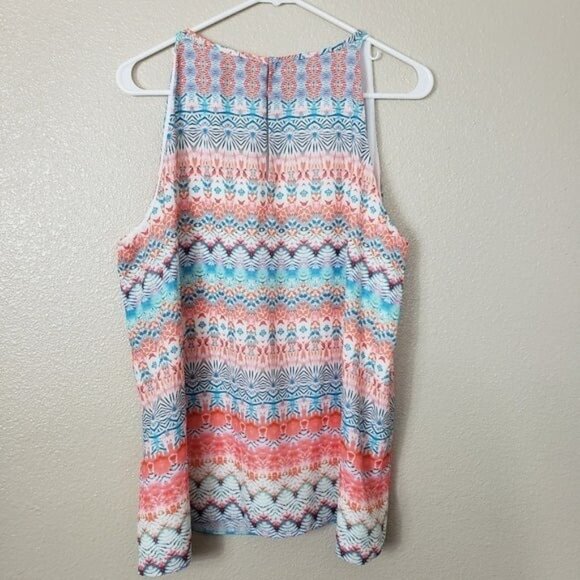 St. Tropez West XL Top Sleeveless Keyhole Back COLORFUL Beach Vacation - Picture 4 of 9